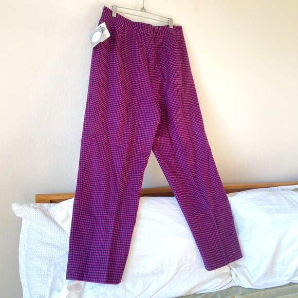80s Vintage Christian Dior New with Tags Designer Wool Pants Purple - Picture 5 of 8